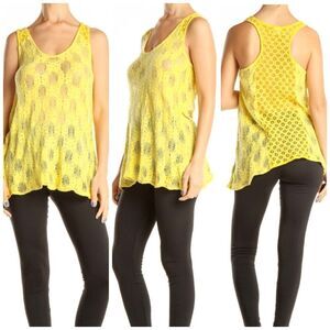 Anthropologie Delta Poinciana Yellow Lace Tank Top